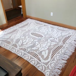Vintage white crocheted throw or bedding
